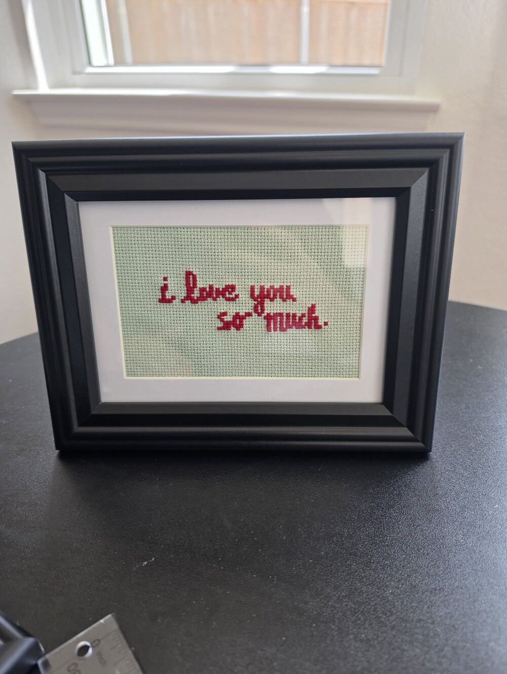 Framed Cross-Stitch "I love you so much." Austin Mural